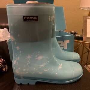 Roma Able Style Wonder Unisex Kids‎ Rain Boots Size 3 Blue,NWT